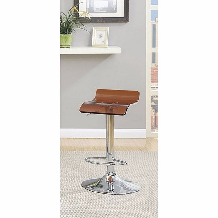 Trixy Contemporary Bar Chair Brown Color With Acrylic Seat, Set Of 2
