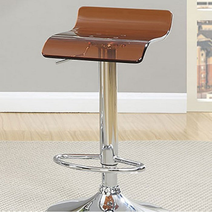 Trixy Contemporary Bar Chair Brown Color With Acrylic Seat, Set Of 2