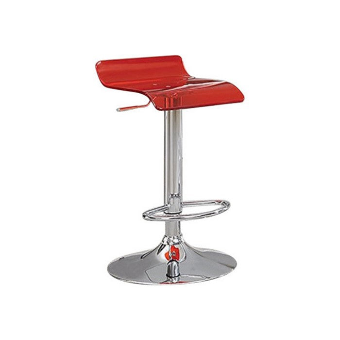 Trixy Contemporary Bar Chair In Red Color With Acrylic Seat, Set Of 2