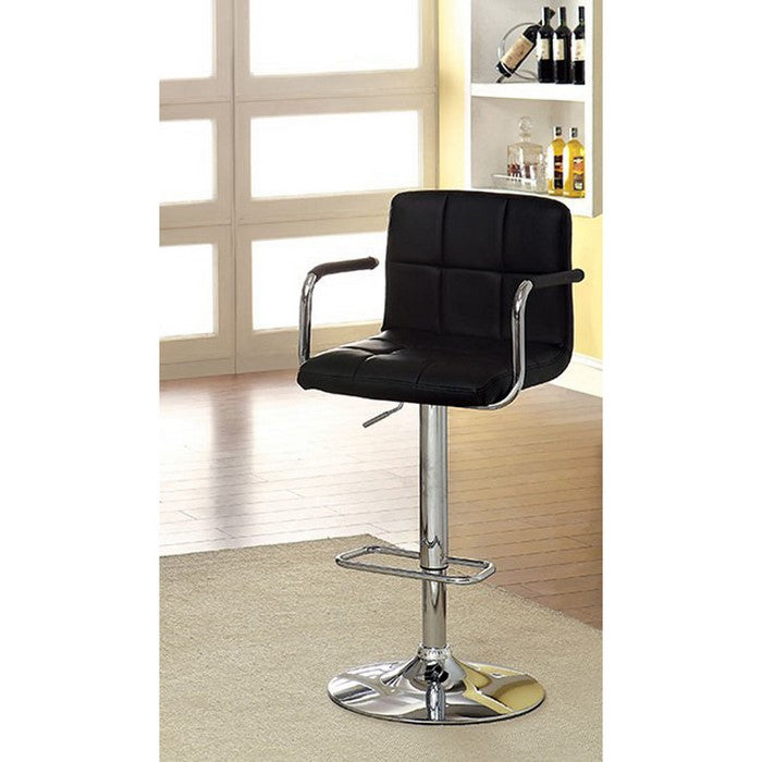 Corfu Contemporary Bar Stool With Arm, Black
