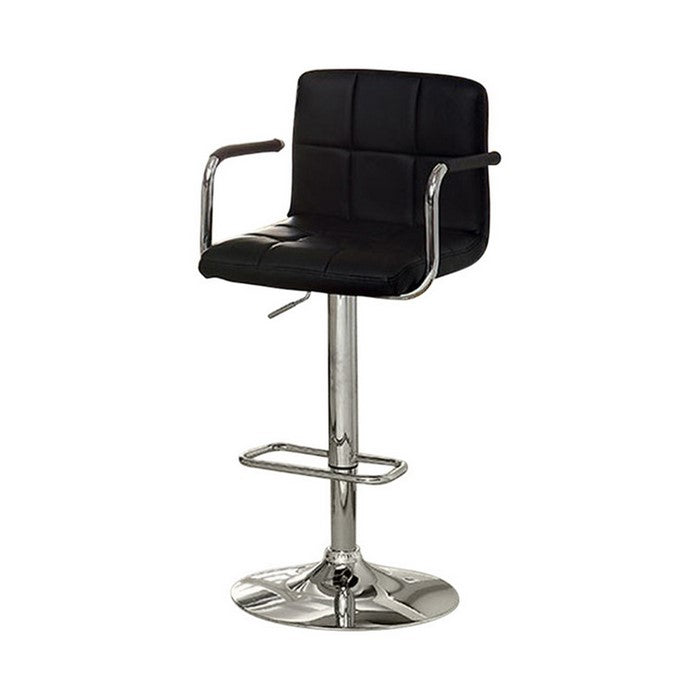 Corfu Contemporary Bar Stool With Arm, Black