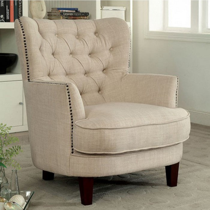 Odelia Contemporary Accent Chair, Ivory Finish