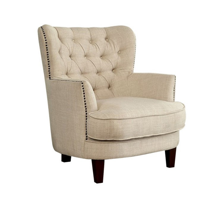 Odelia Contemporary Accent Chair, Ivory Finish