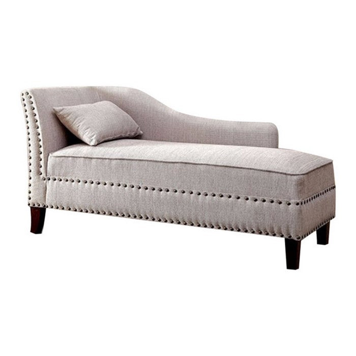 Contemporary Beige Linen-Like Fabric Chaise