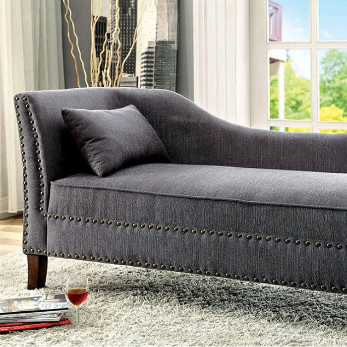 Contemporary Gray Linen-Like Fabric Chaise