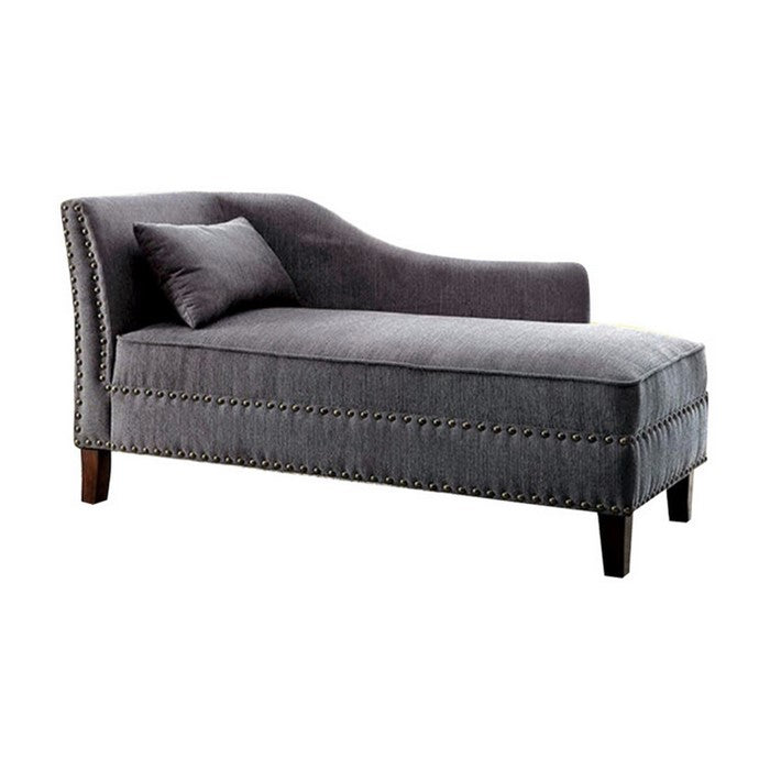 Contemporary Gray Linen-Like Fabric Chaise