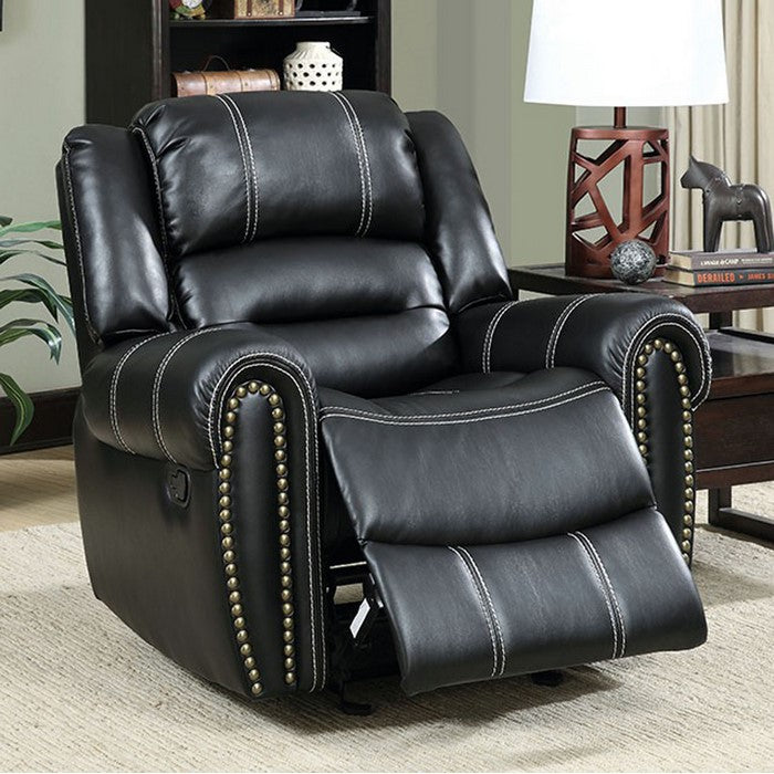 Frederick Transitional Glider Recliner Single Chair, Black Finish