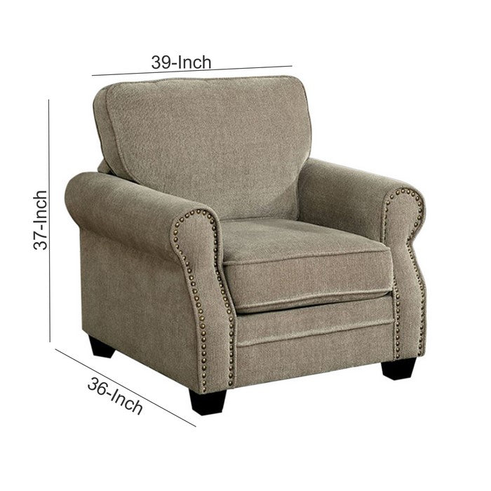 Lynne Transitional Chair, Brown Finish