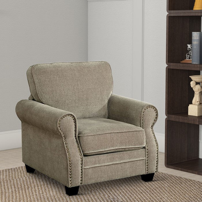 Lynne Transitional Chair, Brown Finish