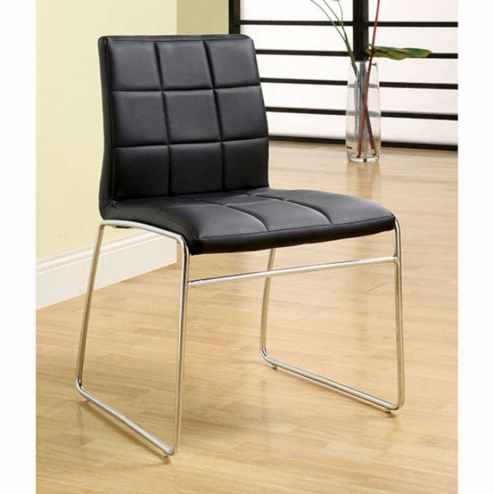 Oahu Contemporary Side Chair With Steel Tube, Black Finish, Set Of 2