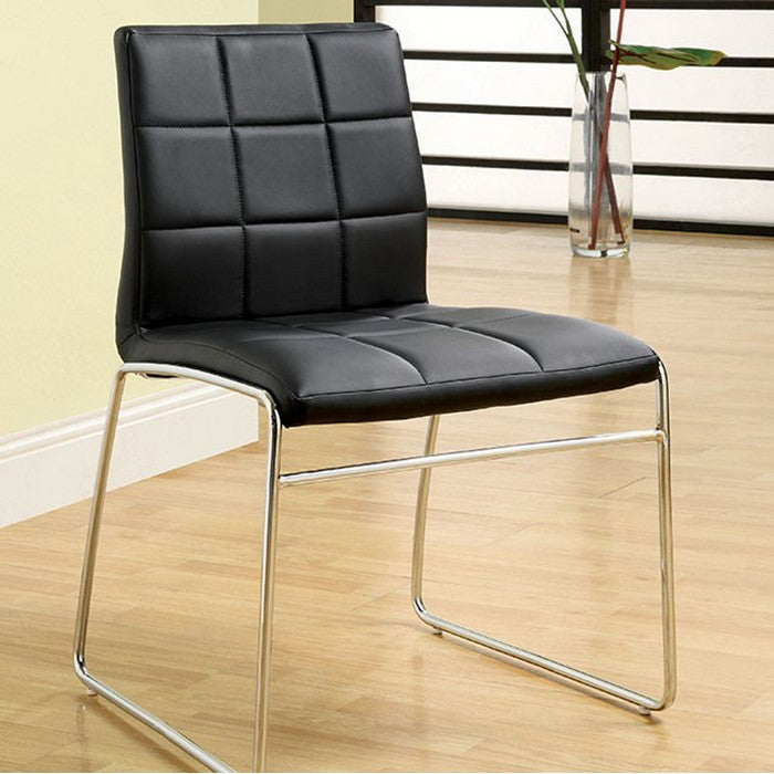 Oahu Contemporary Side Chair With Steel Tube, Black Finish, Set Of 2