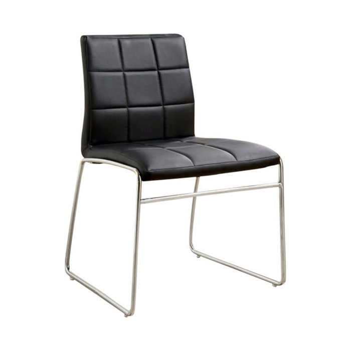 Oahu Contemporary Side Chair With Steel Tube, Black Finish, Set Of 2
