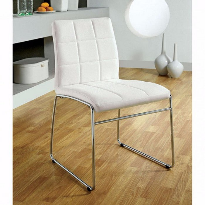 Oahu Contemporary Side Chair With Steel Tube, White Finish, Set Of 2