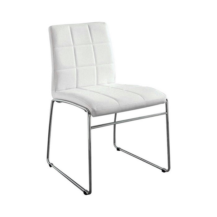 Oahu Contemporary Side Chair With Steel Tube, White Finish, Set Of 2