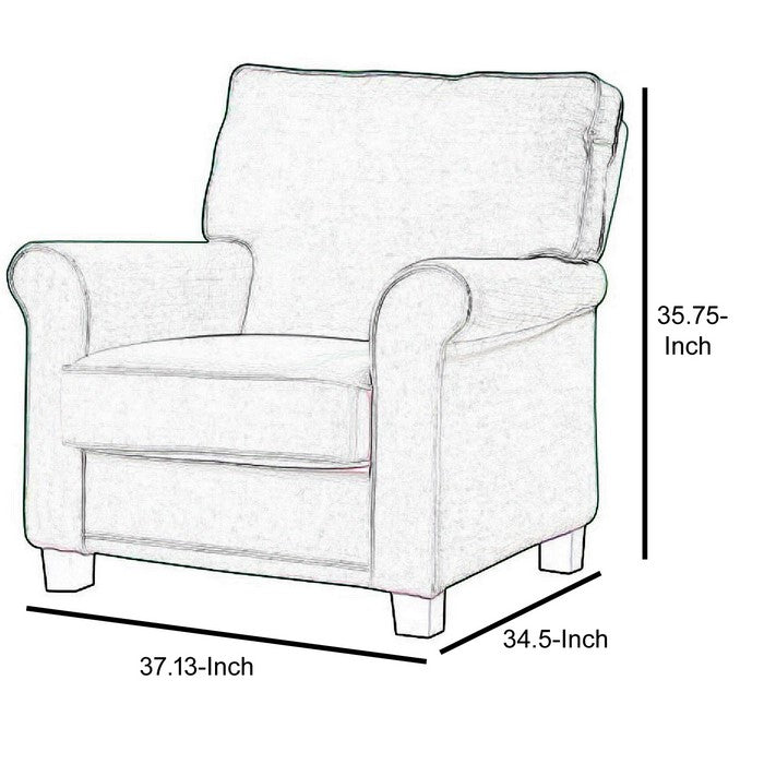 Belem Transitional Accent Chair With Blue Flax Fabric
