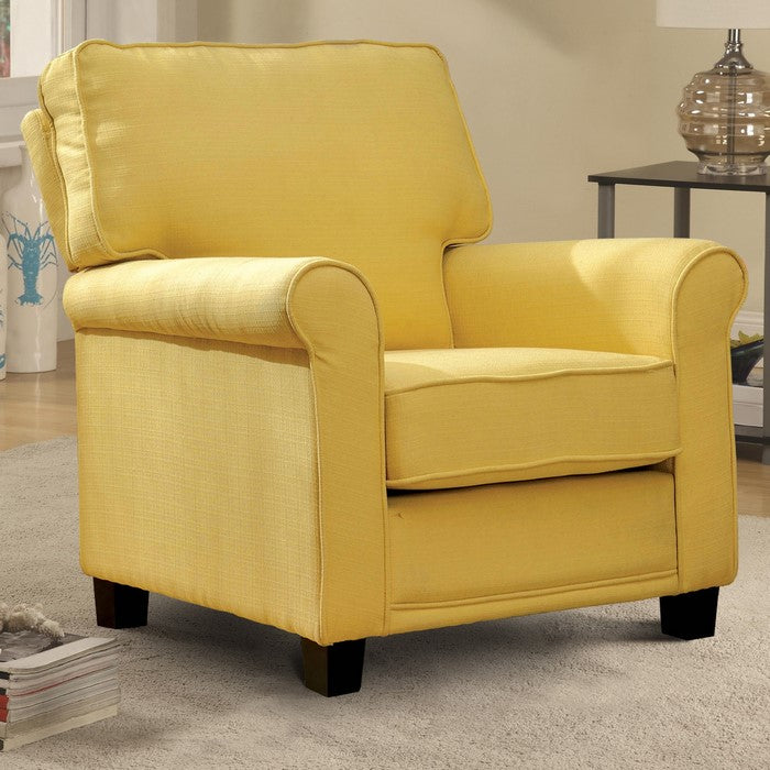 Belem Transitional Single Chair With Yellow Flax Fabric