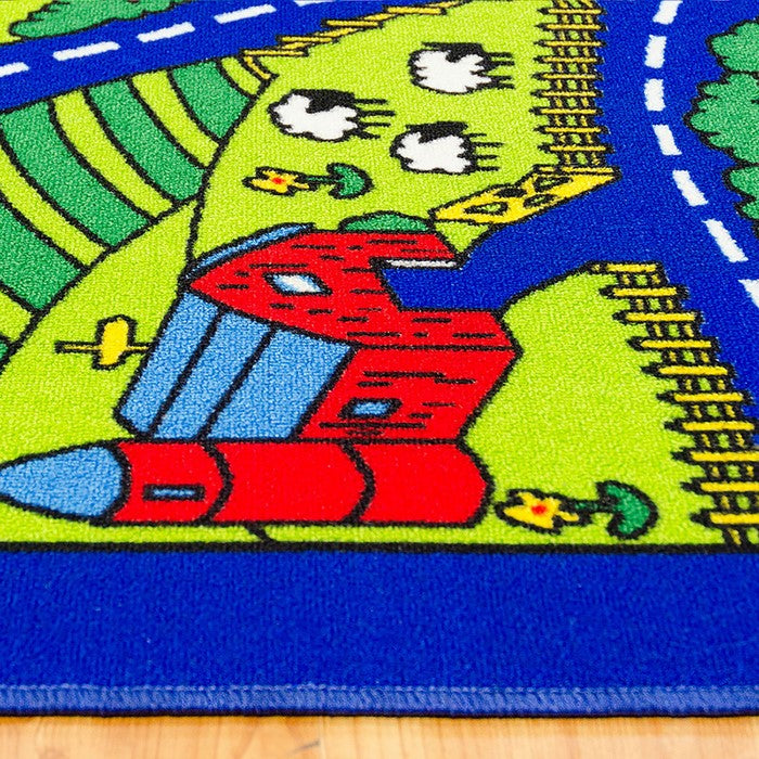Abbey Contemporary Kids Area Rug Street Map Blue with non Slipping Gel Back