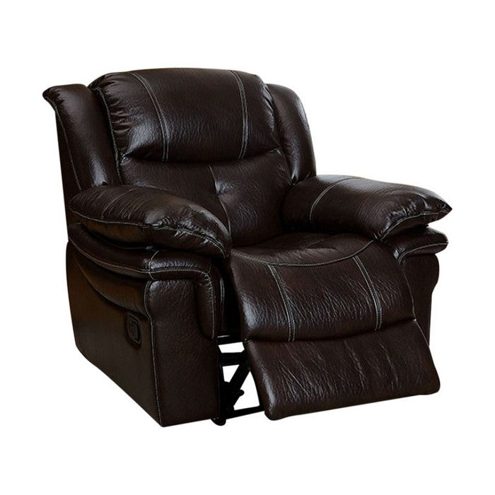Cordova Transitional Recliner Chair, Dark Brown