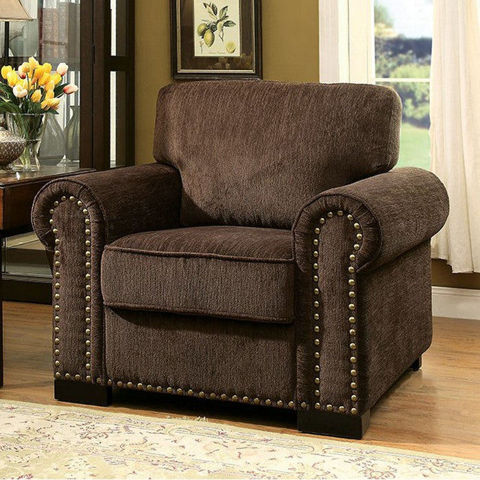 Rydel Transitional Single Chair, Brown