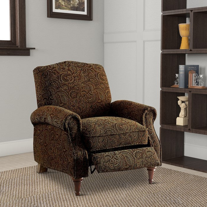 Paulette Transitional Push Back Chair, Brown Pattern