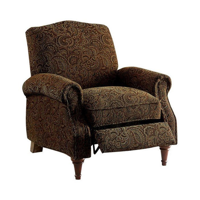 Paulette Transitional Push Back Chair, Brown Pattern