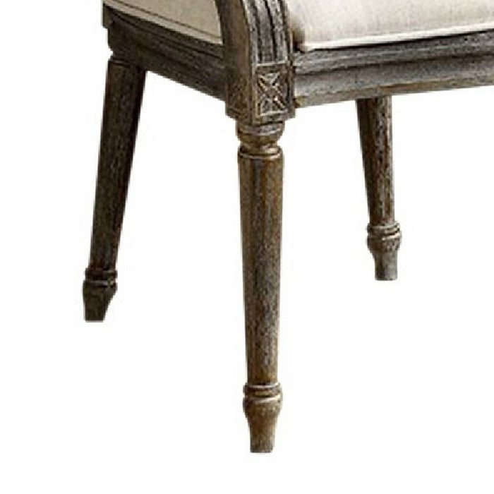 Conway Rustic Accent Chair With Beige Linen Fabric, Reclaimed Grey Finish