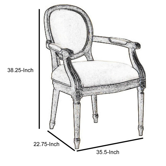 Conway Rustic Accent Chair With Beige Linen Fabric, Reclaimed Grey Finish