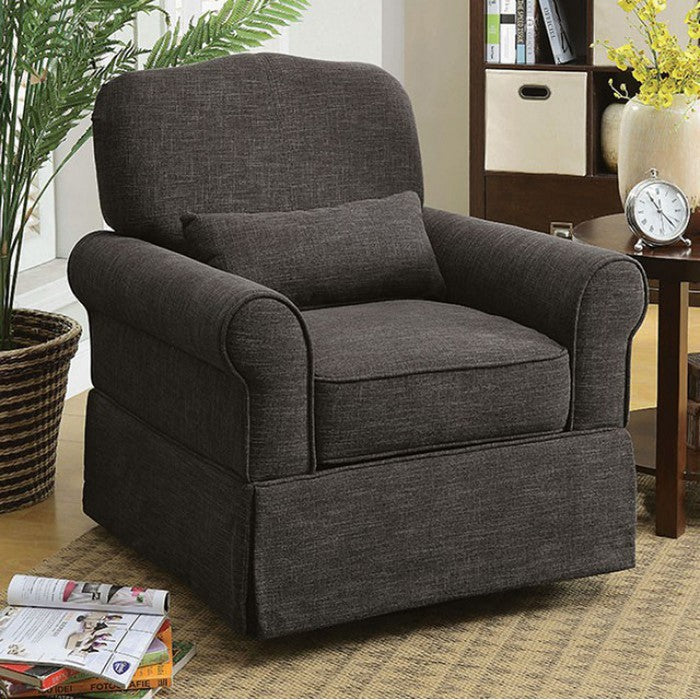 Lesly Transitional 360 Swivel & Rocker Chair, Dark Gray