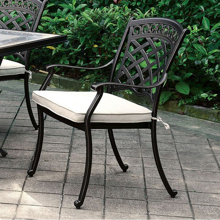 Charissa Transitional Arm Chair, Pack Of Two, Antique Black