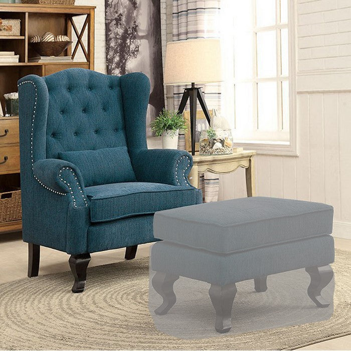 Willow Traditional Leisure Chair With 1Pcs Pillow, Dark Teal Finish