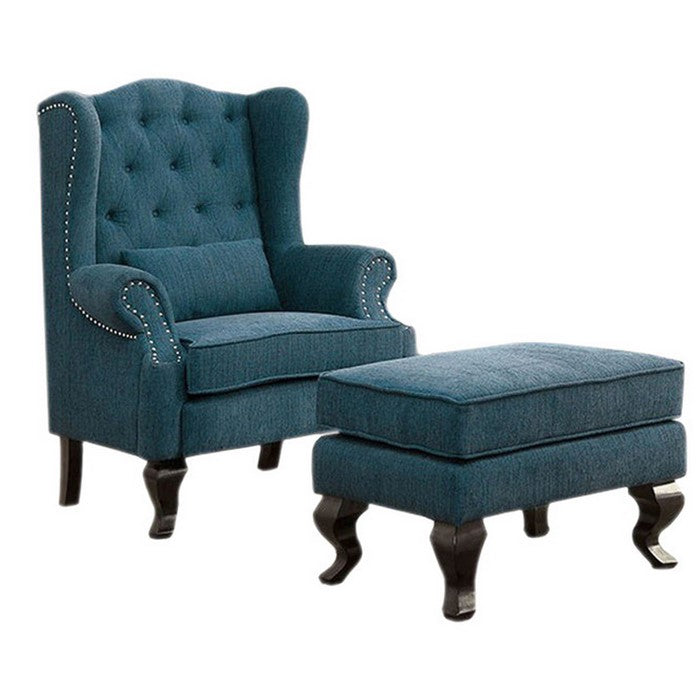 Willow Traditional Leisure Chair With 1Pcs Pillow, Dark Teal Finish
