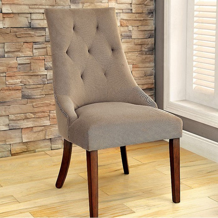Havana Contemporary Side Chair, Beige Velvet, Set of 2