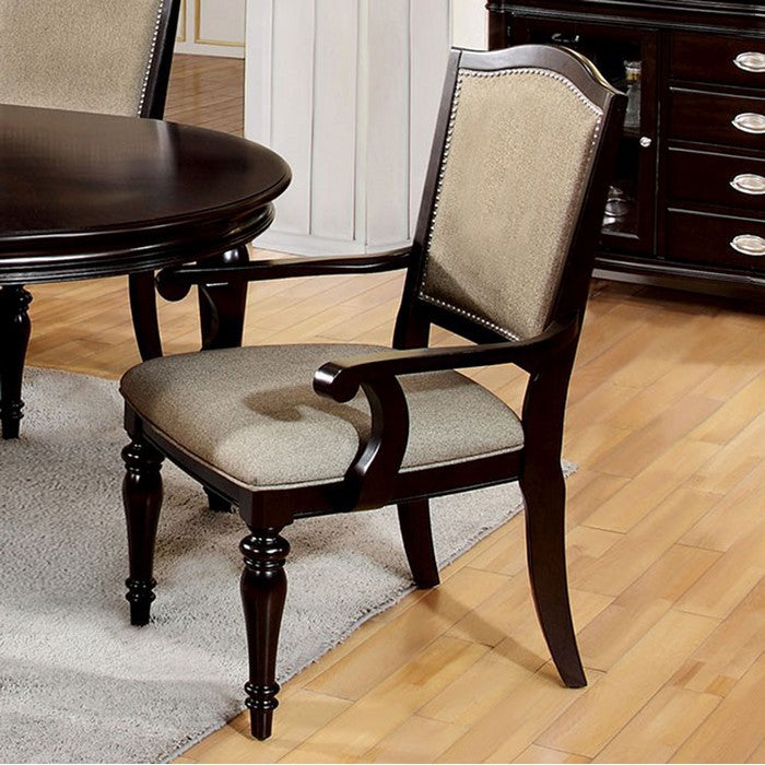 Harrington Transitional Arm Chair, Dark Walnut, Set Of 2