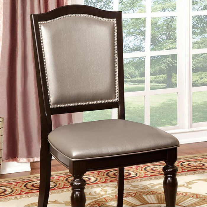 Harrington Transitional Side Chair With Pvc, Dark Walnut, Set Of 2
