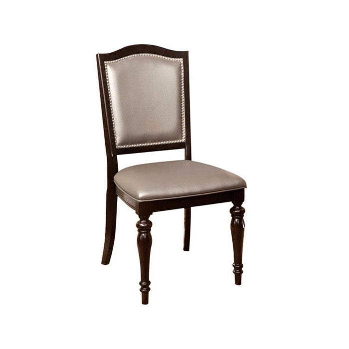 Harrington Transitional Side Chair With Pvc, Dark Walnut, Set Of 2