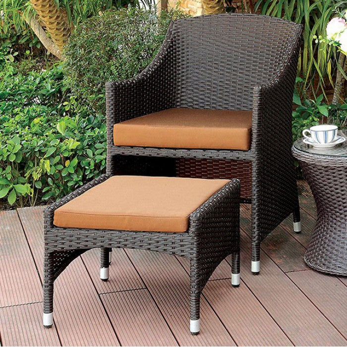 Almada Contemporary Arm Chair With Ottoman ,Brown And Espresso Finish
