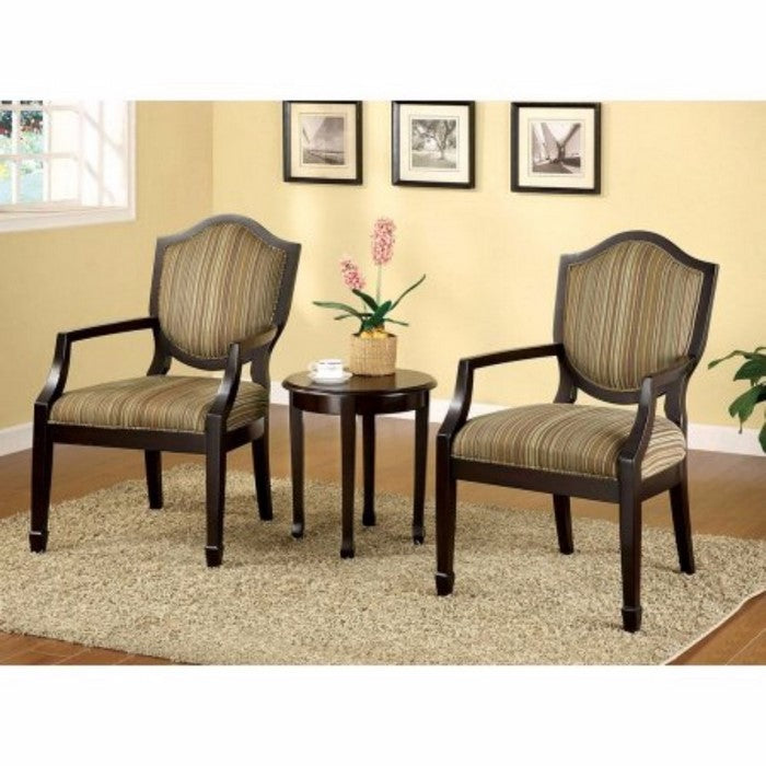 Bernetta II Transitional Set Of Table & Accent Chairs, Espresso Finish, Set Of 3