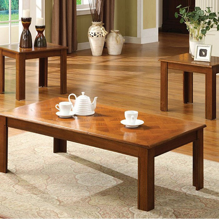 Town Square II Transitional 3 Pc Table Set, Oak Finish