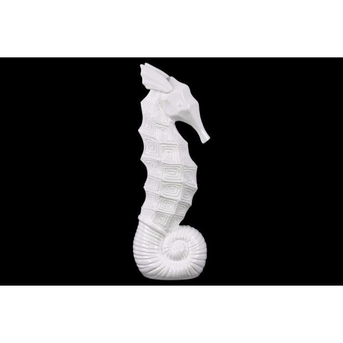 Well-designed Ceramic Seahorse Figurine- White- Benzara