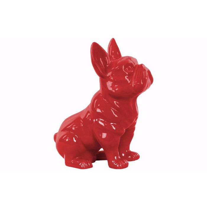Sitting French Bulldog Figurine with Pricked Ears - Red - Benzara