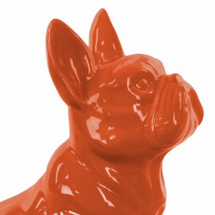 Sitting French Bulldog Figurine with Pricked Ears - Orange - Benzara