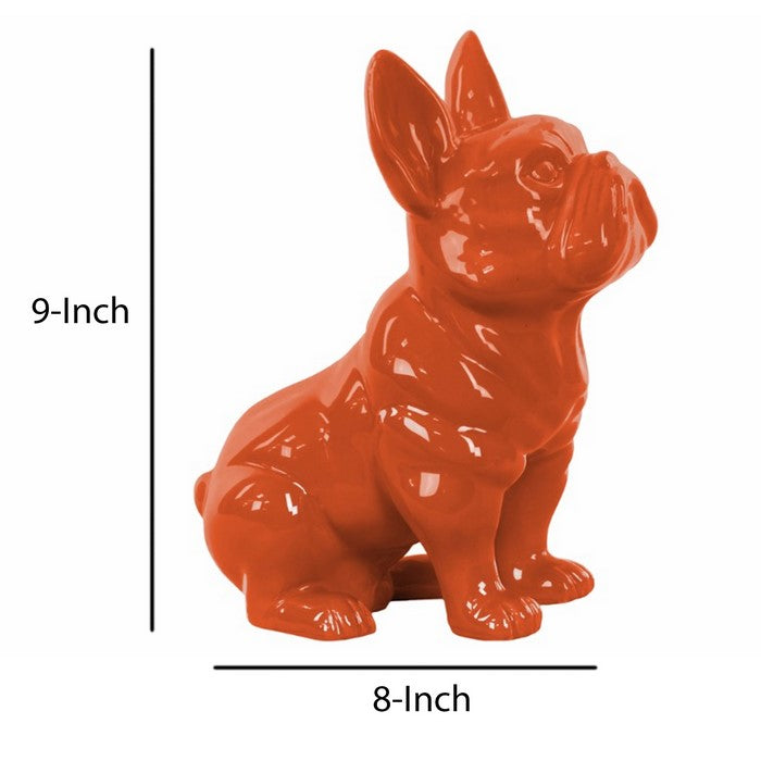 Sitting French Bulldog Figurine with Pricked Ears - Orange - Benzara