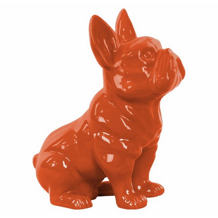 Sitting French Bulldog Figurine with Pricked Ears - Orange - Benzara