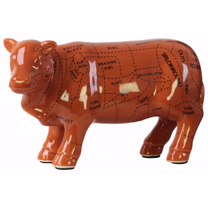 Amazingly Crafted Ceramic Beef Cut Chart Figurine- Brown- Benzara