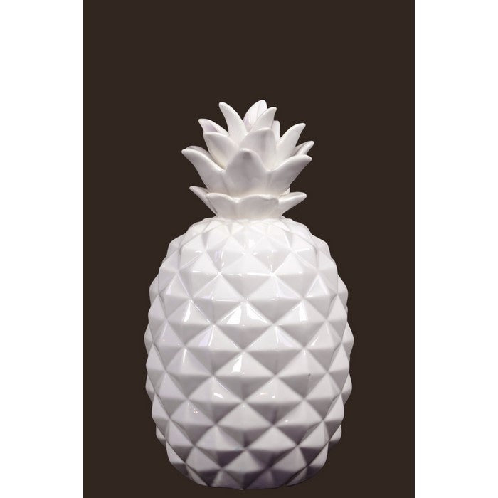 Fine Crafted Pineapple Figurine- Small- White- Benzara