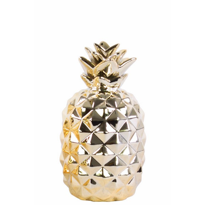 Splendid Ceramic Pineapple Figurine- Small- Gold- Benzara