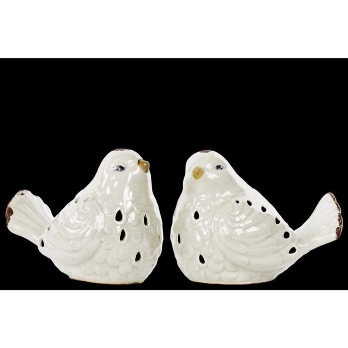 Bird Figurine with Cutout Design Assortment of Two - White - Benzara