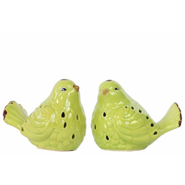 Bird Figurine with Cutout Design Assortment of Two - Green - Benzara