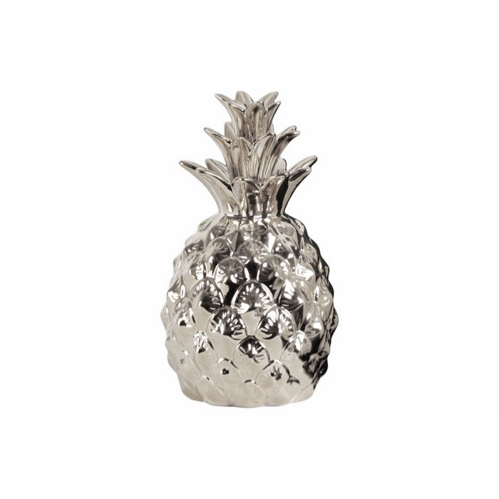 Adorning Ceramic Pineapple Figurine- Silver- Benzara