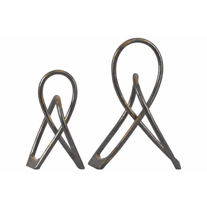 Metal AbstractDecor Set of Two Metallic Finish Black - Benzara